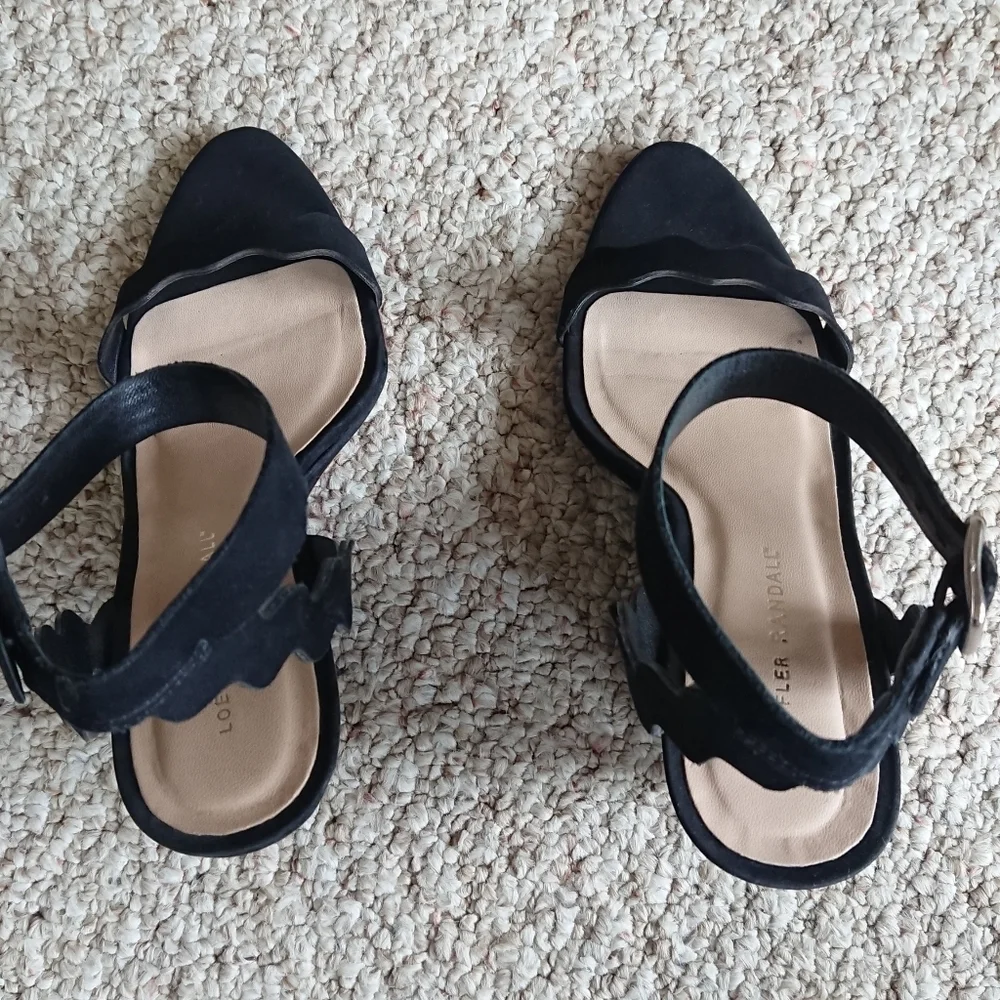 Loeffler Randall suede leather Piper Wedge in black size 7.5